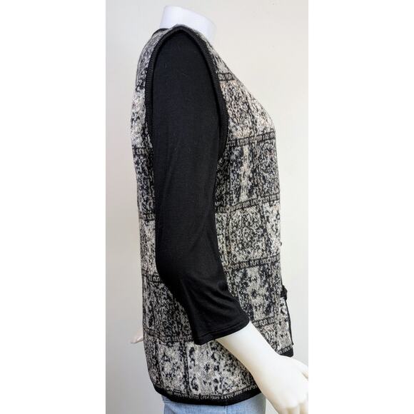 NEW Americas Alpaca Vest XL Gray White Black Tapestry Knit Alpaca Wool Preppy - Picture 6 of 12